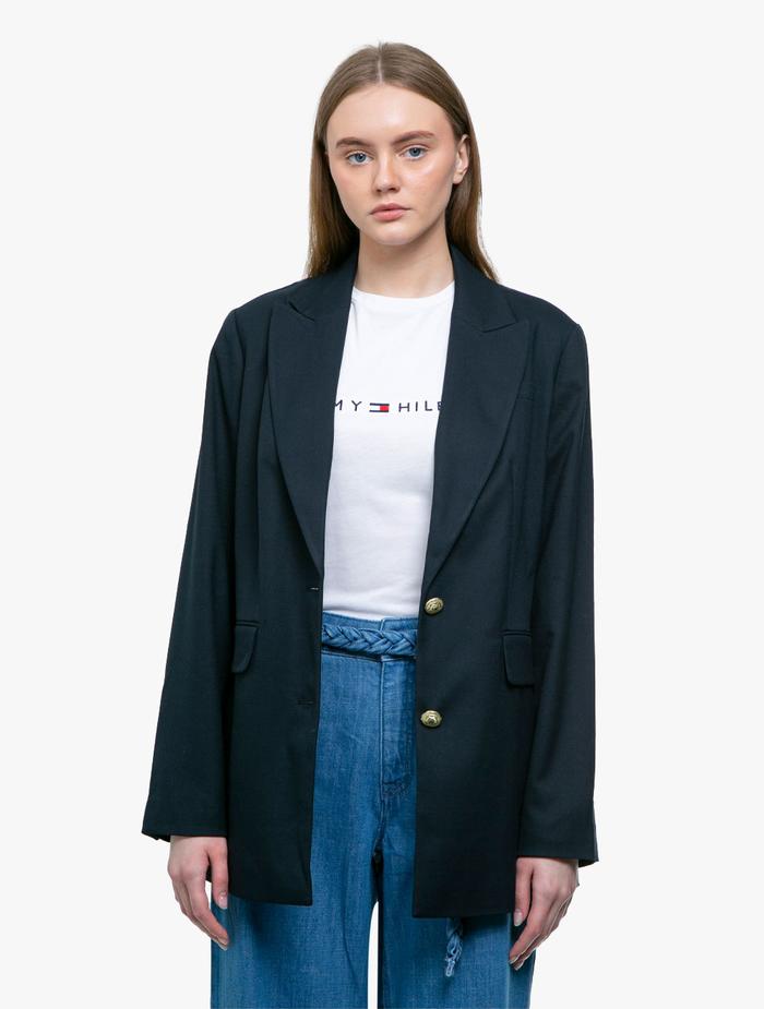 TOMMY HILFIGER - VISCOSE BLENDED BLAZER - NAVY