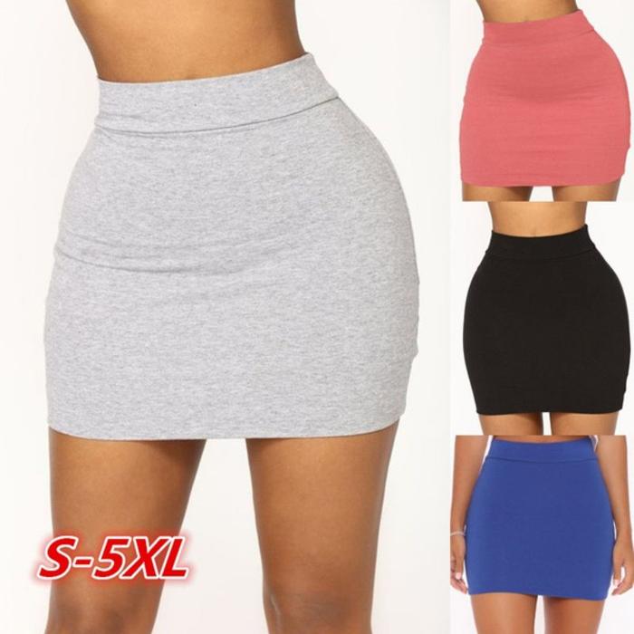 ROK MLISTORE17-(S-3XL) ROK SPAN MINI SEXY WANITA /MURAH Abu Fit