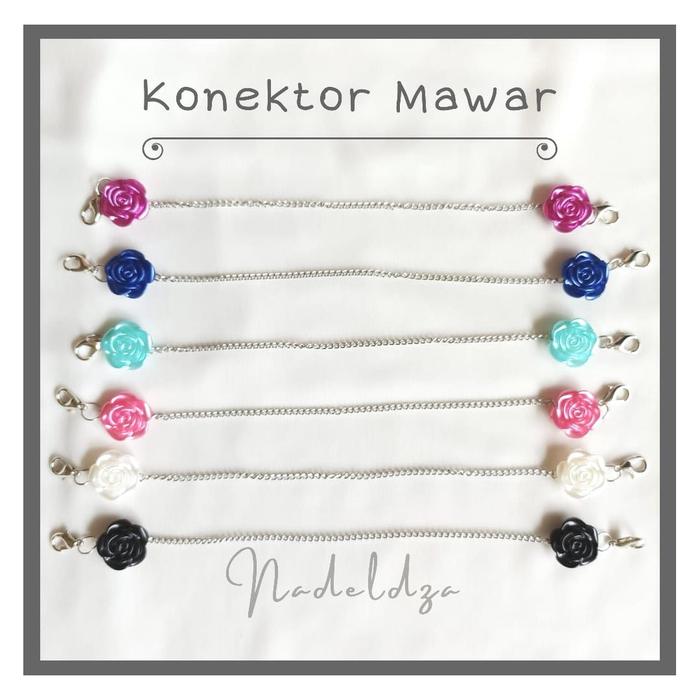 Acc Konektor Masker Hijab Mawar/ Konektor Mawar Glossy Simple Mewah/ Konektor Rantai Mawar