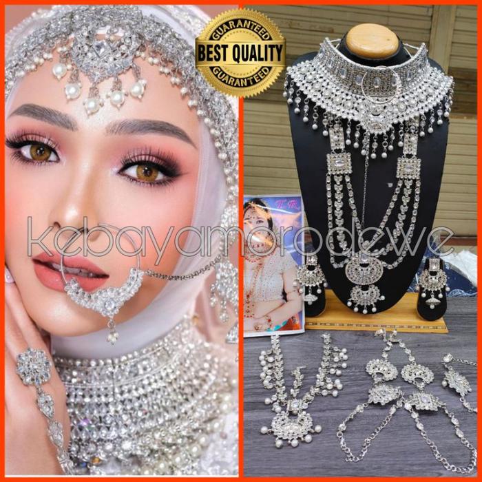 Set Accesories India Silver/ Perhiasan Pengantin India Silver / Kalung Bridal India Silver / Aksesor