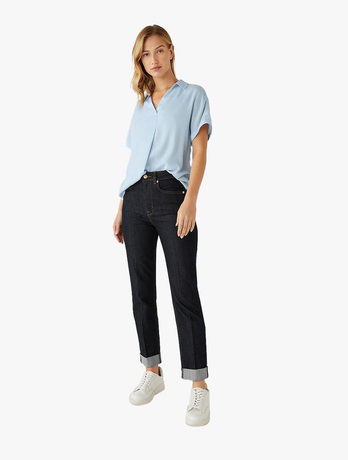 M&S - Blouse Wanita - Satin Popover Blouse - Ice Blue