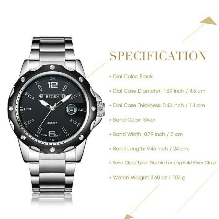 jam tangan pria biden waterproof YN0012-silver black fashion bisnis .M body kit bodikit