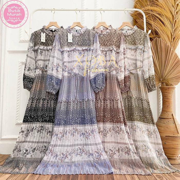 Xoba Fashion 3510 Gaun+Hijab LD 110 CM Busana Muslim Ceruti mix Tile