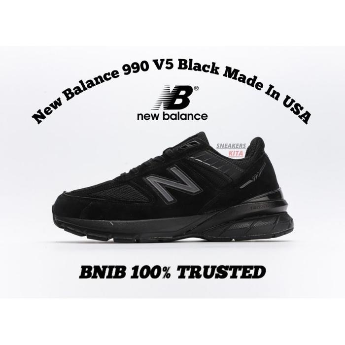 (Nb) [New] Sepatu New Balance 990V5 Black Made In Usa M990Bb5 / 990 V5 Bnib 100% Authentic