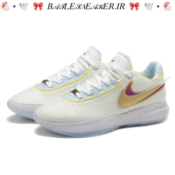 SEPATU NIKE LEBRON 20 WHITE GOLD PURPLE BNIB