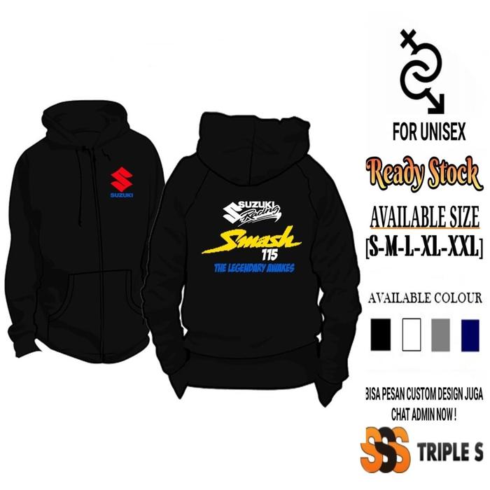 Populer HOODIE ZIPPER SUZUKI SMASH 115 THE LEGENDARY AWAKES JAKET RESLETING SUZUKI RACING Murah