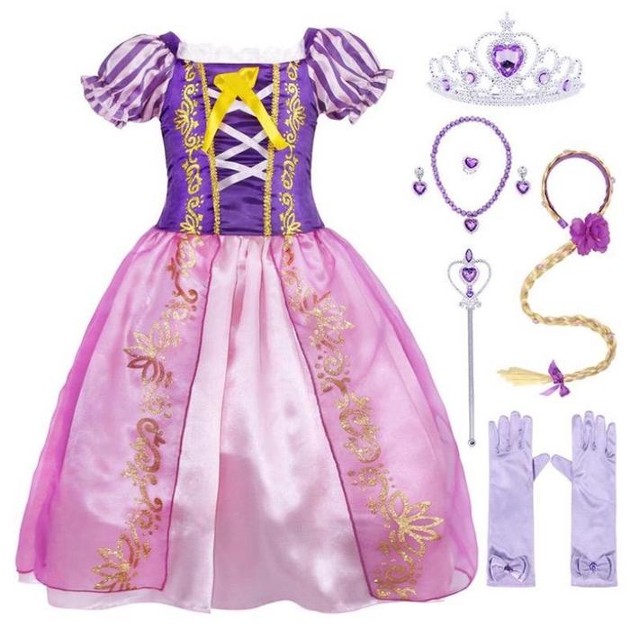 Gaun + Aksesoris / Kostum Princess Rapunzel / Kostum anak perempuan /
