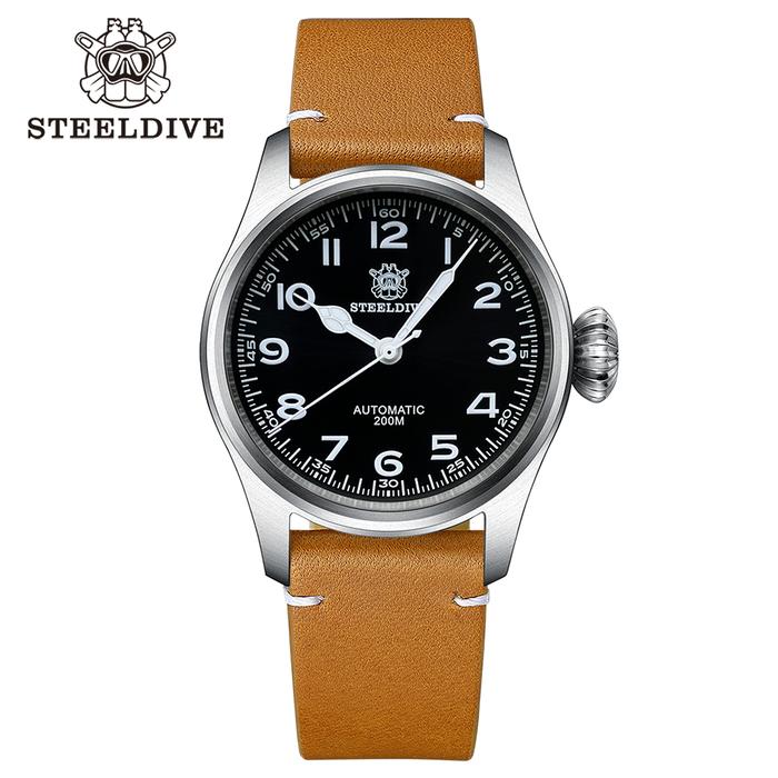 STEELDIVE SD1928M 10MM Big Crown Automatic Mechanical Pilot Sapphire