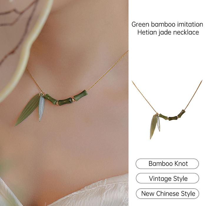 Kalung Bambu Hijau Kalung Simpul Bambu Gaya Cina Baru Rantai Retro
