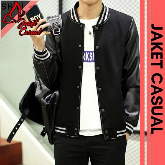 Populer Jaket Semi Kulit Terbaru Jaket Pria BaseBall New Alghazali Low