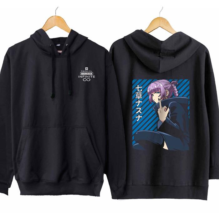 Jaket hoodie jumper infinite anime NAZUNA NANAKUSA MIDDLE FINGER - CALL OF THE NIGHT 100% cotton fle