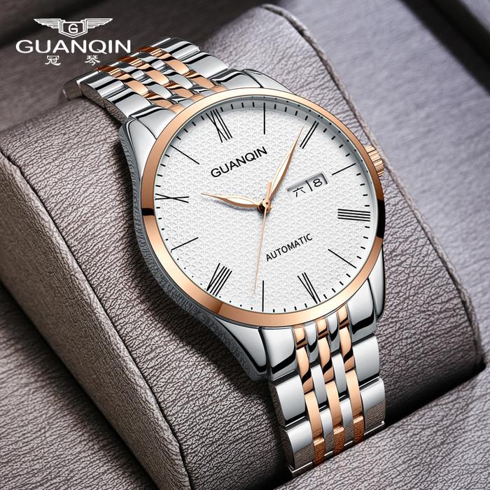 GUANQIN Brand Business Mechanical watch for men Stainless steel Waterproof Automatic Man watch Lumin