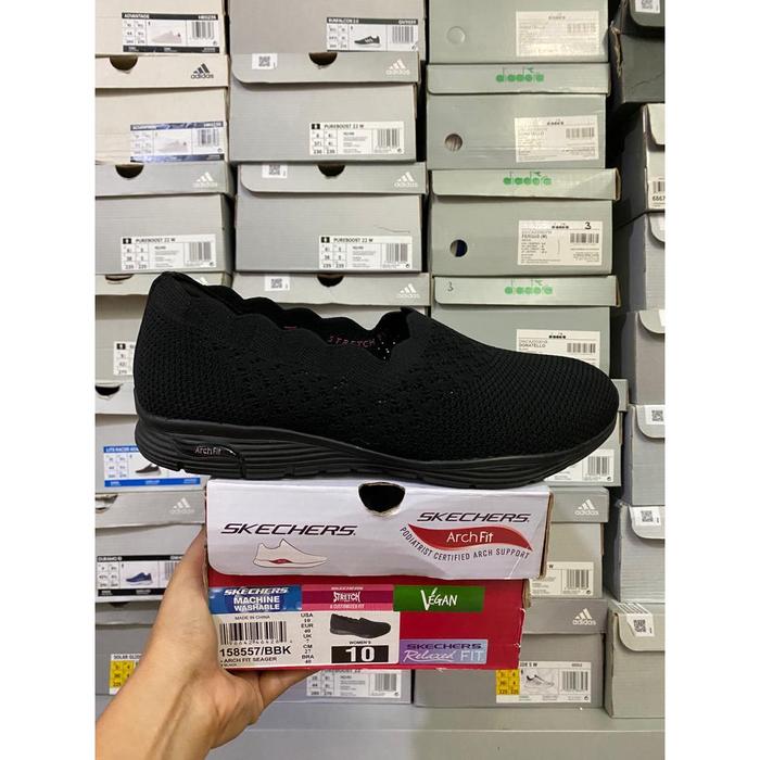 (Terlaris) Skechers Arch Fit Seager Black 158557/Bbk Women'S Shoes Original