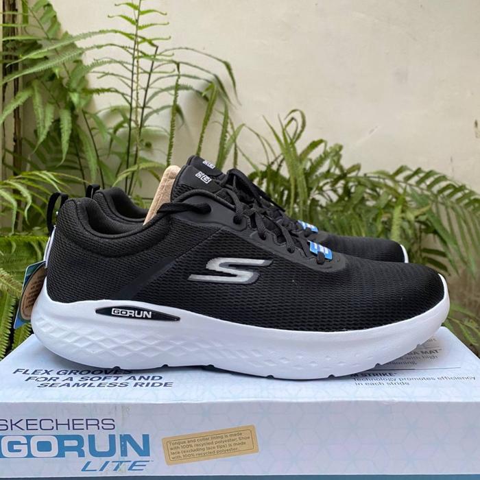(Terlaris) Sepatu Skechers Pria Skechers Go Run Lite Quick Stride 220893 Black White Tali Sepatu Pri