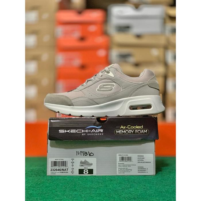 (Terlaris) Sepatu Pria Skechers Skech Air Court Original Store Bnib [232646/Nat]