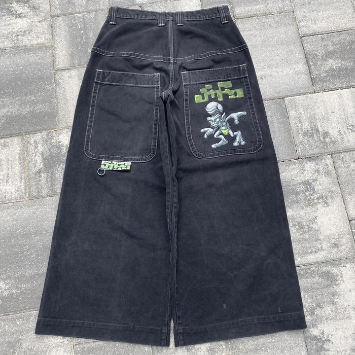 2024 summer latest jnco alien print jeans American retro Harajuku loose casual black and green y2k j