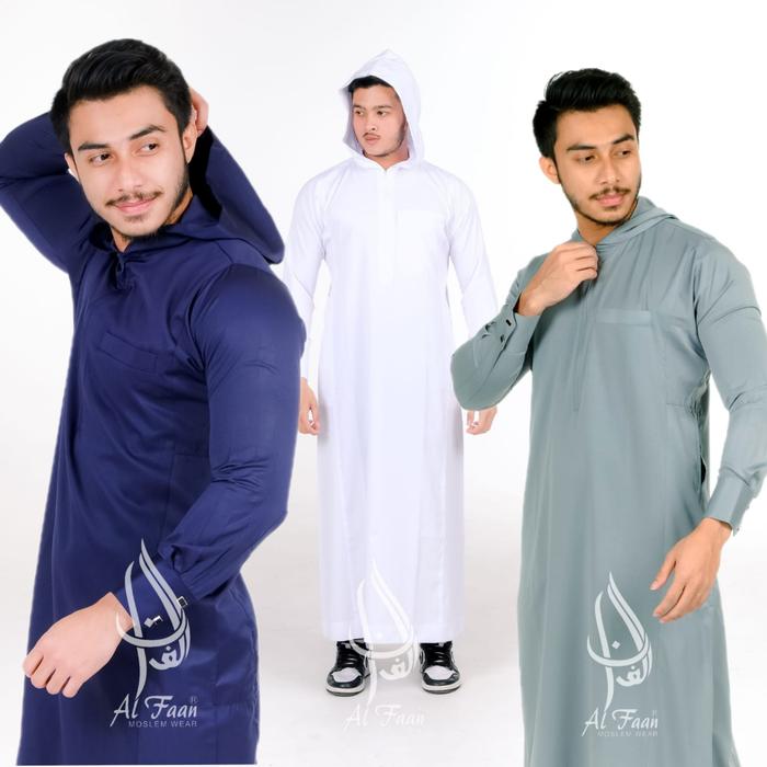Jubah Hoodie Jubah Gamis Pria Gamis Pria Jubah Muslim Gamis Pria Al faan jubah kupluk saudi model al