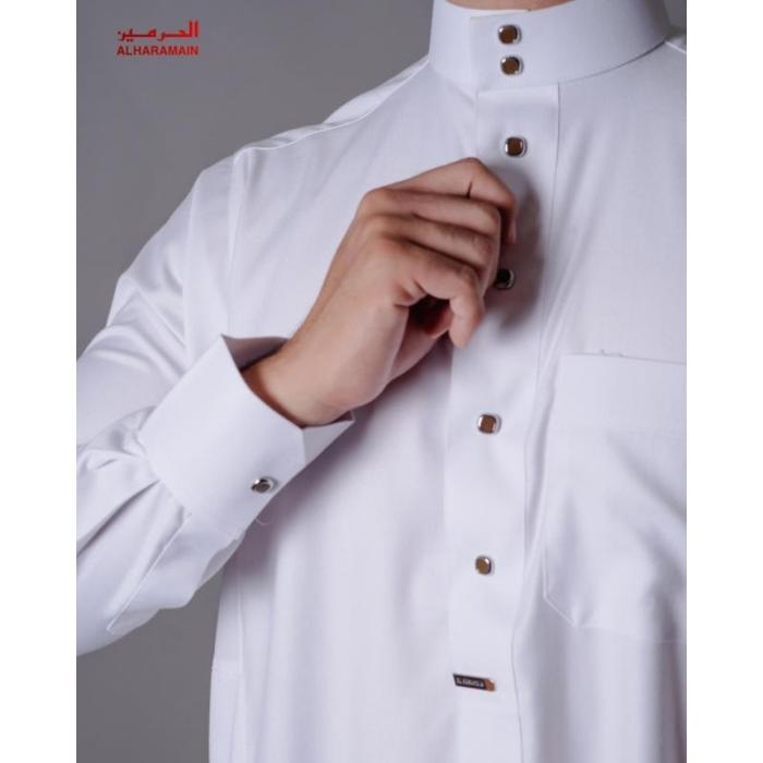 JUBAH GAMIS HARAMAIN MANSET WOLL PREMIUM KANCING KOTAK