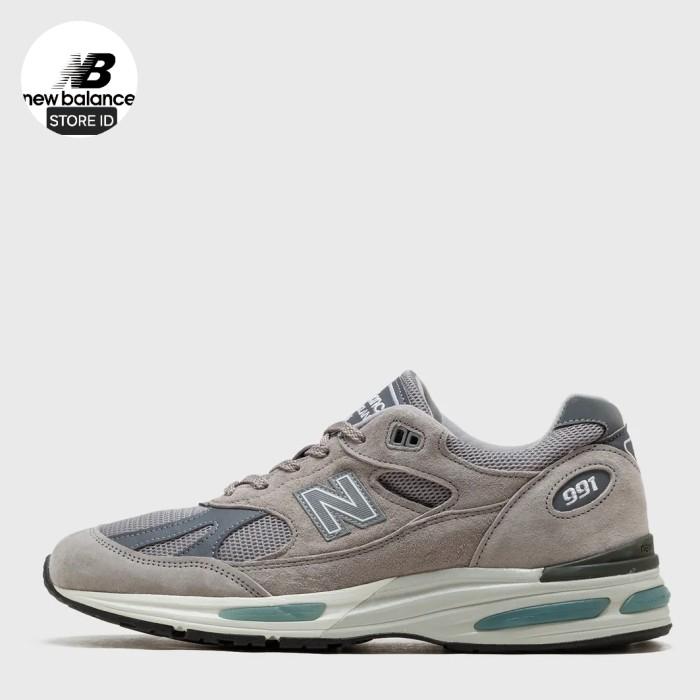 SEPATU NB NEW BALANCE 991 V2 GREY WITH BLUE -