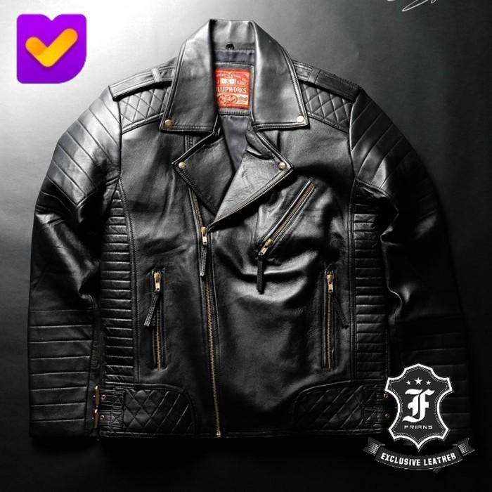 Jaket kulit motor pria asli domba model ramones Ala Edwin