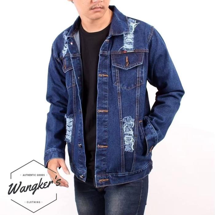 Terhemat AKN - JAKET JEANS DENIM PRIA JAKET JEANS SOBEK RIPPED PREMIUM ORIGINAL WANGKERS Low