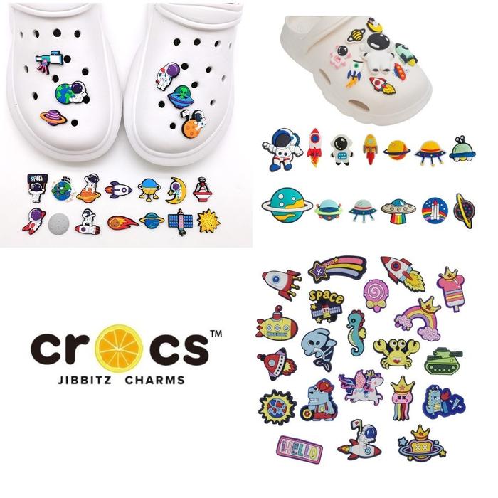 Pin Sandal Ufo Astronot Luar Angkasa pt1 Hiasan Sendal Sepatu Flat Kodok Charms S2