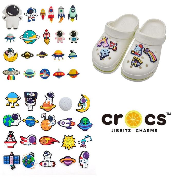 Pin Sandal Ufo Astronot Luar Angkasa pt 1 Hiasan Sendal Sepatu Flat Kodok Charms S1