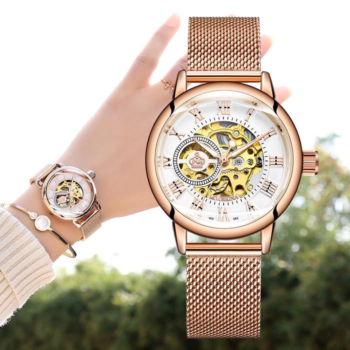 ORKINA Mekanik Wanita Jam Tangan Gelang Skeleton Automatic Wr