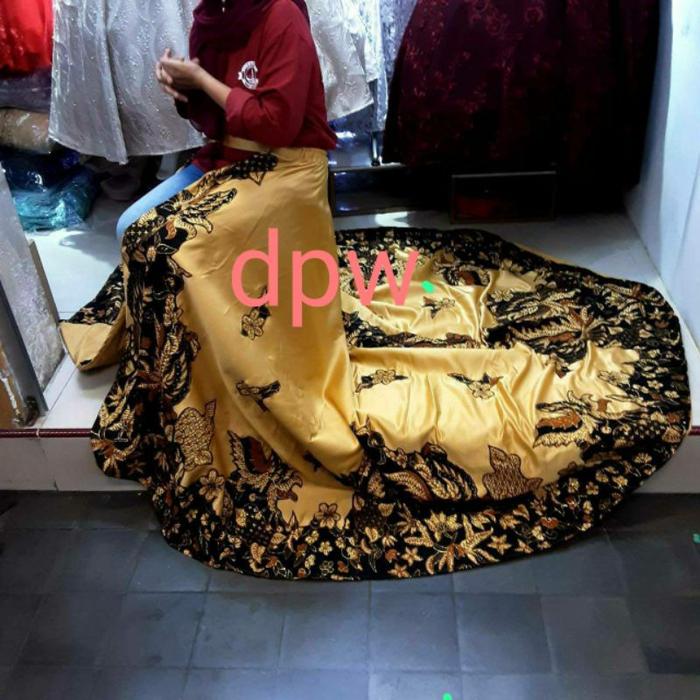 Kain prada pengantin ekor /Rok Batik saten instan