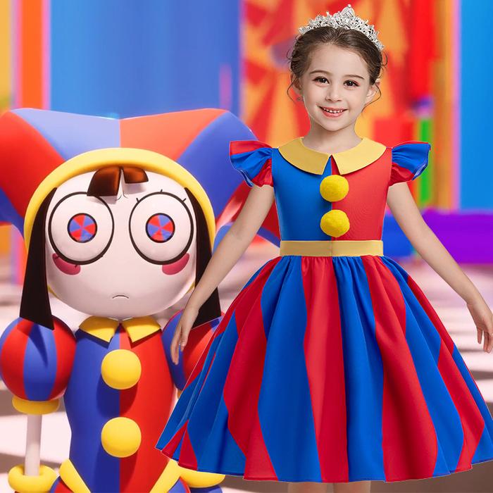 The Amazing Digital Circus Pomni Cosplay Costume Children Cute Gloves Dress Suits Kids Halloween Car
