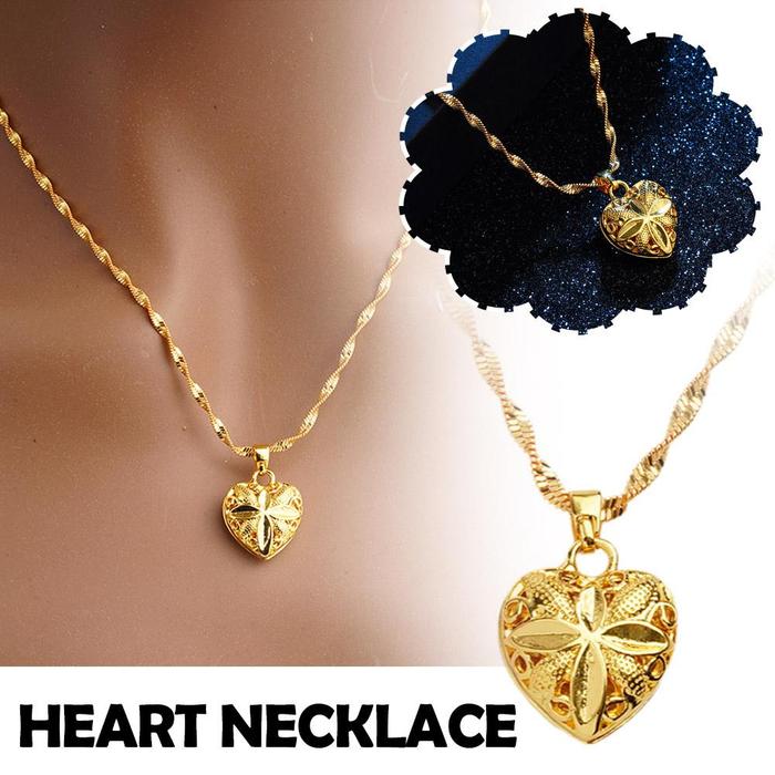 Necklace Love Pendant Gold Plated Water Wave Chain Long Necklace Necklace Woman Necklace Amulet H1B5