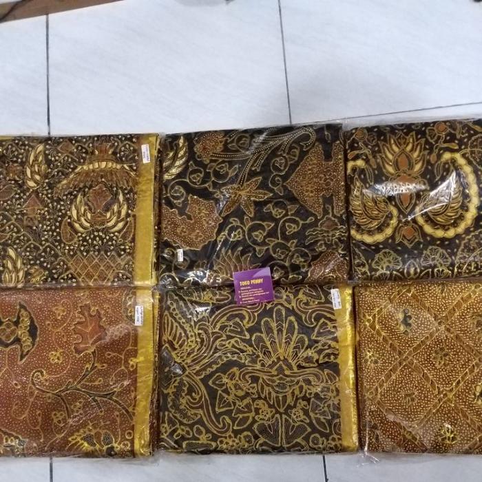 Kain Jarik Prada Pengantin coklat emas blok