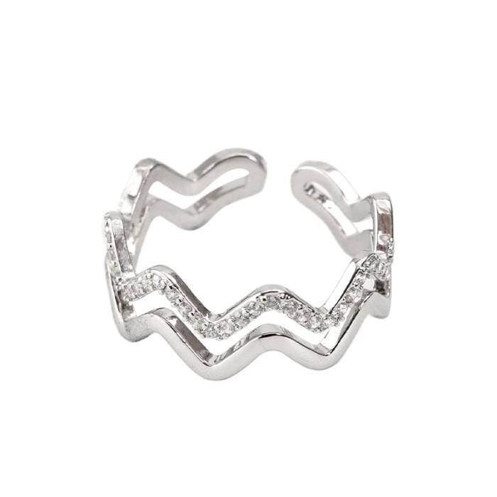 KKV Cincin Motif Gelombang Perak dengan Desain Bukaan  BL T07880BL original
