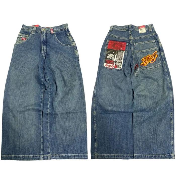 Y2K clothing cargo pants men JNCO Embroidered high quality jeans Hip Hop streetwear baggy jeans Hara