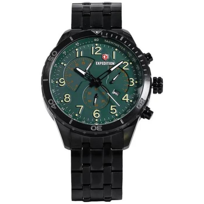 JAM TANGAN PRIA EXPEDITION E6720 E 6720 MCBIPGN BLACK GREEN CHRONOGRAPH STAINLESS STEEL