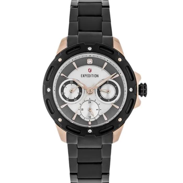 JAM TANGAN WANITA EXPEDITION E6760 E 6760 BFB BLACK ROSEGOLD ANALOG STAINLESS STRAP