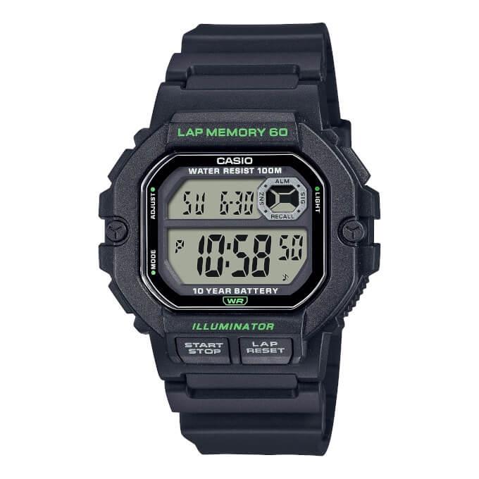 Jam Tangan Pria Lap Memory 60 Digital Karet Casio Original WS1400H1A 3A WS1400H1B 4A Biru Stopwatch