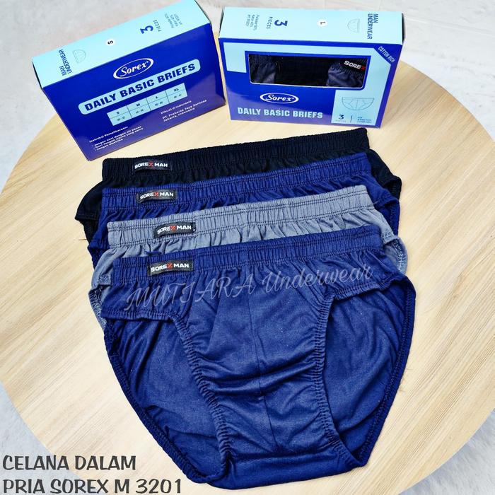 eL- Celana Dalam Katun Pria Sorex M3201 Satuan Dan Kotakan isi 3pcs Ukuran M-XL / Celana Dalam Laki-