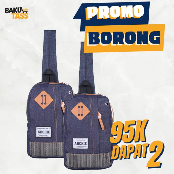 MURAH BAKULTASS Tas Selempang Distro Archie Warna Navy Cewek Cowok Slingbag Keren Murah Bagus Unisex