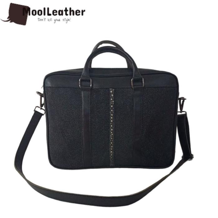 TERMURAH Mool Leather - Jons Tas Selempang kantor Pria Asli Kulit Ikan Pari muat laptop
