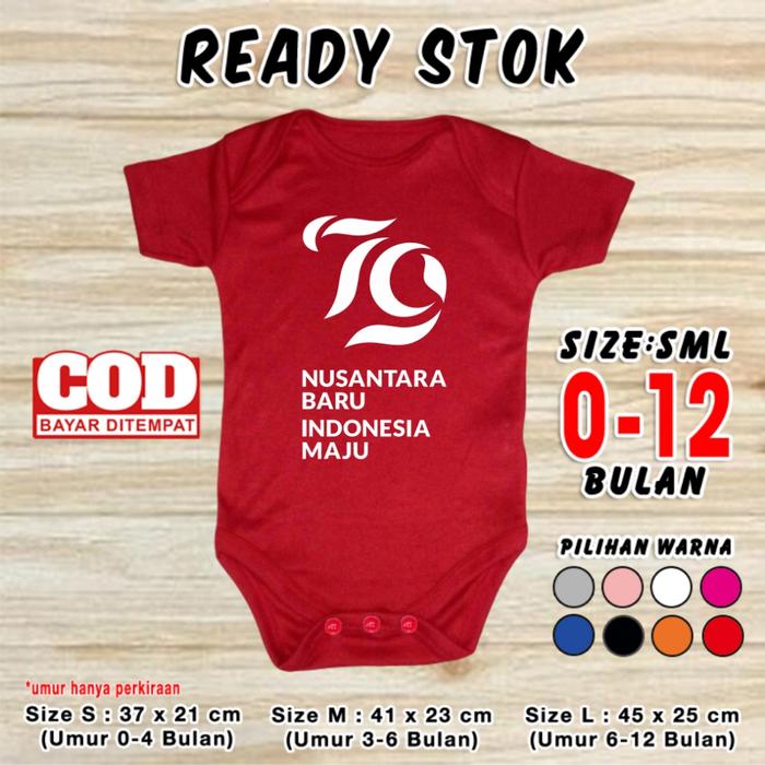 Baju Bayi Indonesia HUT RI 76 17 Agustus Merdeka Jumper Agustusan Romper Pakaian Kaos Kado Newborn