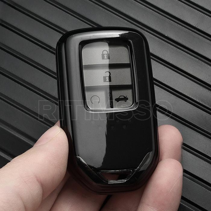 AKSESORIS MOTOR New Soft TPU Car Remote Key Case Cover Shell Fob for Honda Vezel City Civic Jazz BRV