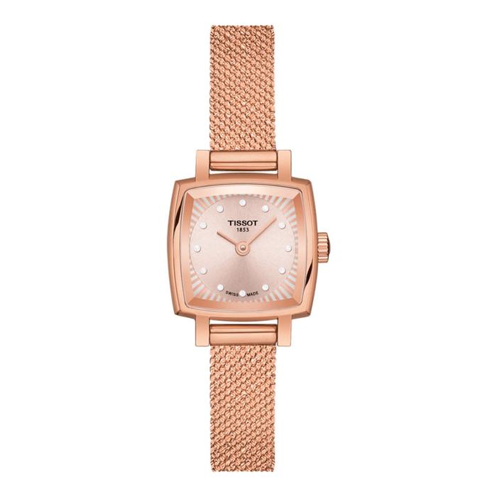 Jam Tangan Wanita TISSOT T-Lady T058.109.33.456.00 Lovely Square Cream Dial White Rose Gold Stainles