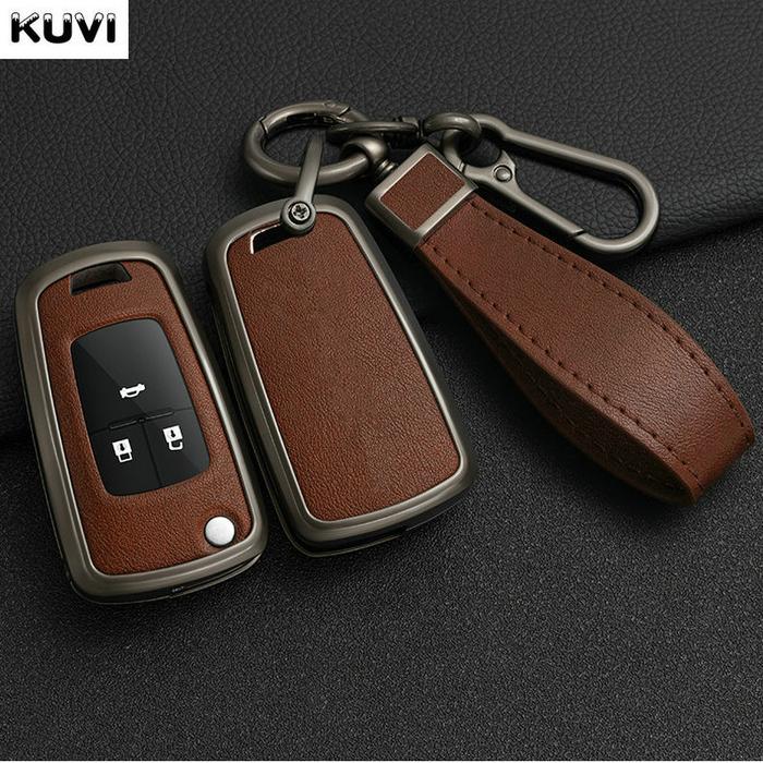 AKSESORIS MOTOR Metal Leather Car Key Case Cover For Chevrolet Cruze Aveo Trax Sail Malibu Captiva O