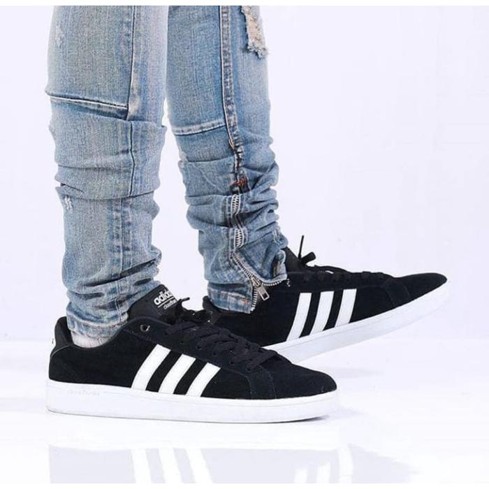 (New) Adidas Advantage Cloudfoam Suede Black White