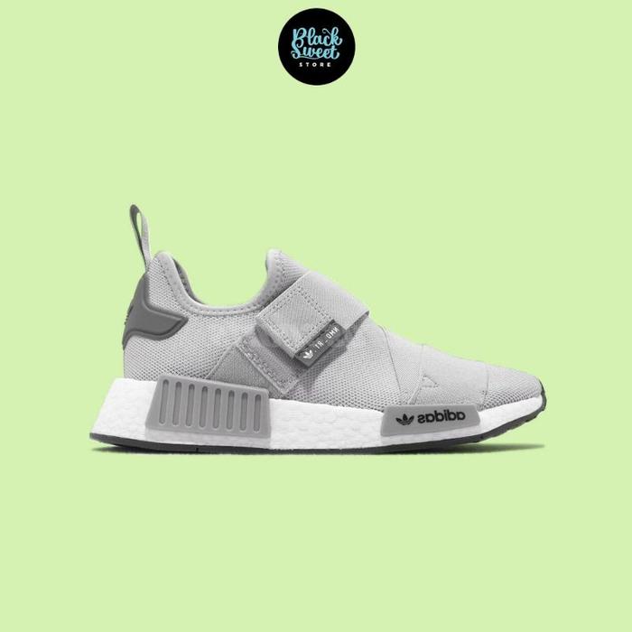 (New) Sepatu Sneakers Adidas Wmns Nmd R1 Strap Grey White