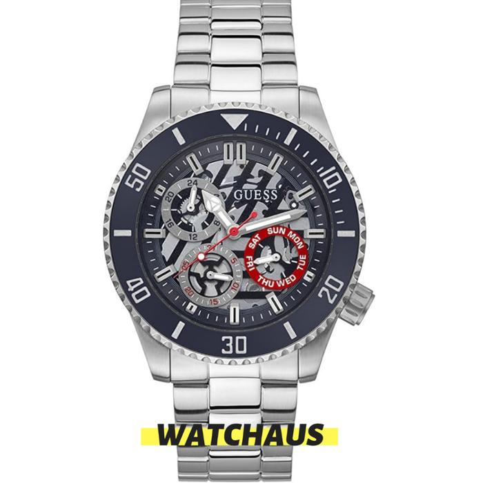 JAM TANGAN PRIA GUESS AXLE GW0488G1 GW0488 G1 ANALOG SILVER BLUE STAINLESS STRAP