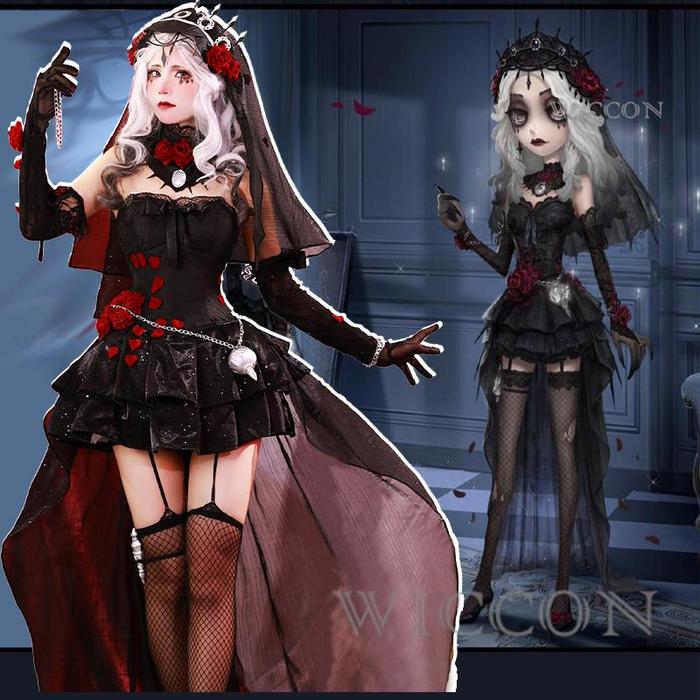 Identity V Ada Mesmer Psychologist Cosplay Night Skin Black Gothic Rose FANCY Women Lolita Dress Ani