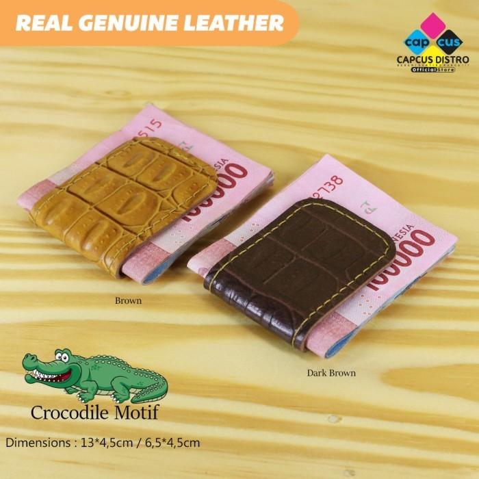 CROCO MONEY CLIP LEATHER MAGNETIC KLIP UANG MAGNET KULIT LEATHER CLIP KULIT ASLI