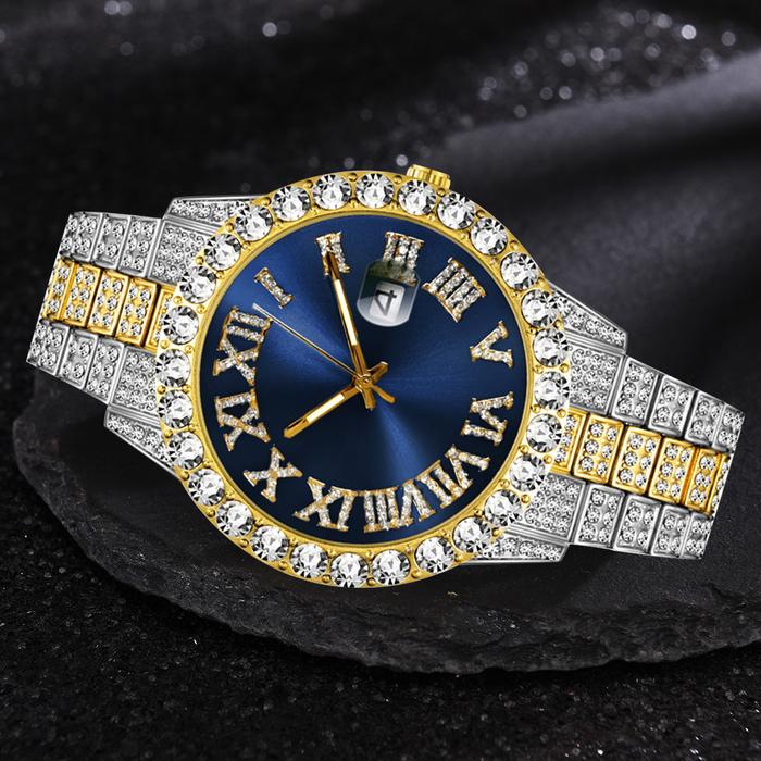 Iced Out Jam Tangan Pria Bermerek Mewah Berlian Penuh Jam Tangan Pria